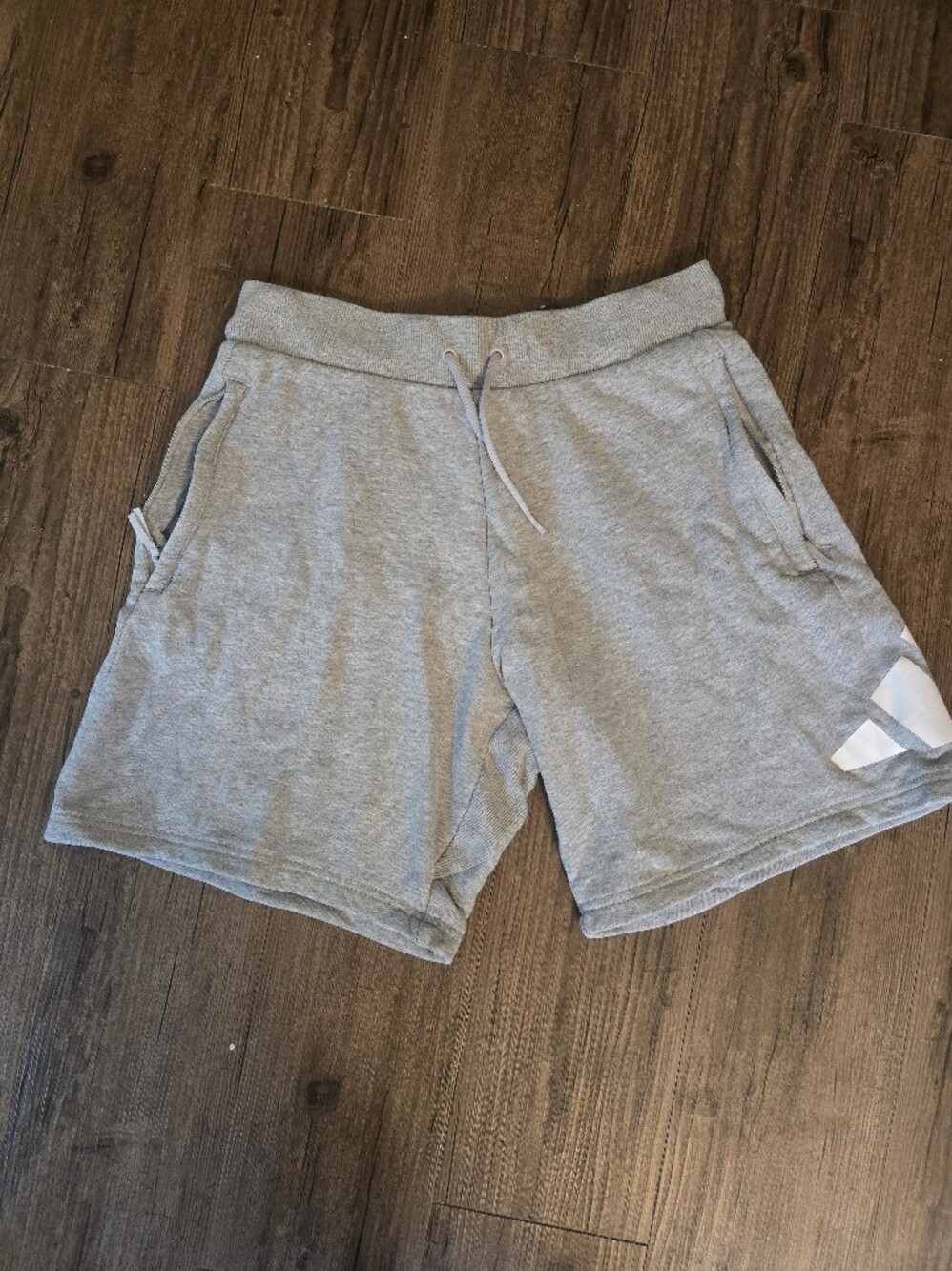 adidas Gray Athletic Drawstring Shorts with Side Zipper Pockets